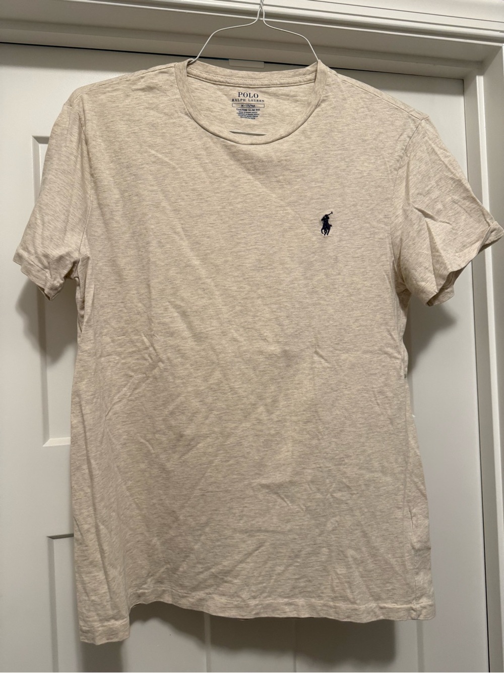 Polo by Ralph Lauren Short Sleeve Crewneck T-Shirt in Light Beige with Navy Pony